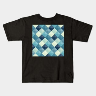 Patchwork Squares Teal and Blue Kids T-Shirt